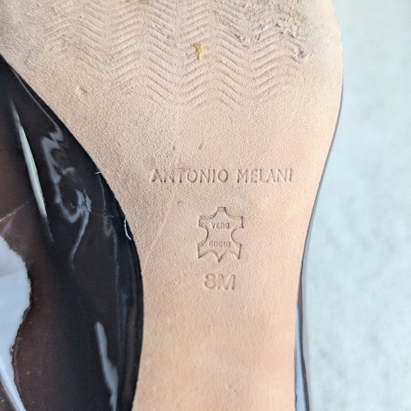 ANTONIO MELANI Open Toe Heel Women Glossy Brown Shoes Size 8 - Picture 10 of 10